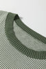 Green Stripe Color Block Patchwork Dolman Oversize Tunic Sweater