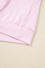 Pink Plus Size Mix Floral Patched Sleeve Ribbed Trim Baggy Sweatshirt