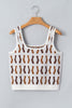 White Western Leopard/ Horseshoe Printed Scalloped Trim Square Neck Sweater Vest