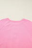Sachet Pink Plaid Contrasted Double Christmas Tree Patched Raglan Sleeve Pullover 2pcs Short Set