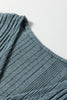 Stone Blue Ribbed Open Front Knitted Top with Pockets