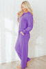 Wisteria Solid Color Collared Pullover and Central Seam Pants Set