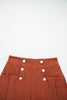 Clay Button Decor Scalloped Edge High Waist Corduroy Shorts