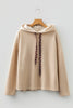 Casual Thermal Textured Lace Drawstring Baggy Hoodie