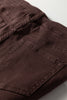 Red Sandalwood Solid Color Seamed Center Wide Leg Cropped Jeans