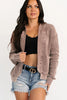 Evergreen Mineral Wash Exposed Seam Patchwork Knit Open Sweater Cardigan
