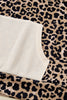 Leopard Print Waffle Contrast Kangaroo Pocket Hooded Sweatshirt