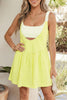 Yellow Cream Faux Two Piece Gingham Contrast Patchwork Loose Mini Dress