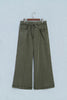 Jungle Green Mineral Wash Seam Detail Flare Leg Drawstring Pants