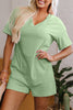 Grass Green Loose Half Sleeve V Neck Knit Romper