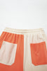 Russet Orange Raw Seam Colorblock Wide Leg Ankle Length Casual Pants