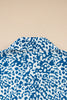 Sky Blue Leopard Striped Western Casual Shirt