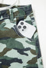 Green Camouflage Print Wide Leg Drawstring Denim Pants