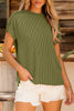 Jungle Green Textured Knit Exposed Stitching T-shirt