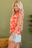 Orange Floral Ruffle Sleeve Print Top