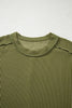 Jungle Green Textured Knit Exposed Stitching T-shirt