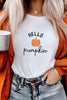 White Embroidered Pumpkin Slogan Short Sleeve T-Shirt