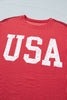 Fiery Red USA Graphic Half Sleeve Loose Ribbed Top