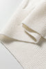 White Button Split Cuffs Round Neck Slim Sweater