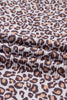 Khaki Leopard Ribbed Long Sleeve Top Drawstring Shorts 2pcs Outfit
