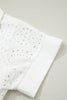 White Solid Color Eyelet Embroidered T Shirt Mini Dress