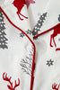 White Christmas Fashion Print Velvet Trim Bow Knot Pajama 2pcs Short Set