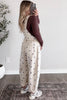 Light French Beige Polka Dot Print Bib Pocket Denim Barrel Overalls Jumpsuit