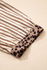 Khaki Stripe Square Button Leopard Trim Loose Bracelet Sleeve Shirt Dress