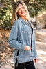 Beau Blue Multi Patched Pockets Side Tie up Boyfriend Style Denim Jacket