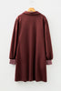 Coffee Contrast Plaid Trim Patchwork Collared Plus Size Shift Mini Dress