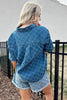 Dusk Blue Checkered Textured Short Sleeve Patched Pocket Denim Shirt