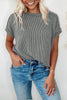 White Textured Knit Exposed Stitching T-shirt