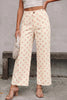 Black Polka Dot Print Patched Pocket Mid-rise Straight Leg Pants