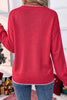 Racing Red Stitched Detail Christmas Tree Holiday Casual Sweater