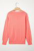 Coral Paradise Drop Shoulder Ribbed Knit Long Sleeve Sweater