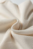Beige Solid Color Waffle Knit Asymmetric Neck Long Sleeve Top
