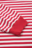 Red Stripe Exposed Seam V Neck Balloon Sleeve Pullover