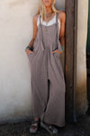 Philippine Gray Corded Adjustable Straps Wide Leg Loose Overall