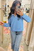 Green Stripe Quarter Zip Collar Pullover Long Sleeve Top
