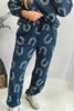 Blue Western Print Elastic Waist Pocket 2pcs Pant Set