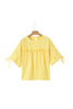 Yellow Cream Tie Half Sleeve Pleated Detail Babydoll Blouse