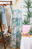 Green Tropical Palm Printed Cropped Tank Drawstring Wide Leg Pant Set