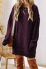 Burgundy Cable Knit Drop Shoulder Loose Fit Sweater Dress