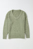 Jungle Green Loose Eyelet V Neck Drop Shoulder Sweater