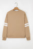 Light French Beige Varsity Striped Detail Drop Shoulder Oversized Sweatshirt