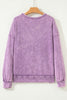 Orchid Bouquet Mineral Wash Big Bow Patchwork Pullover Sweatshirt