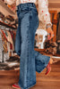 Beau Blue Acid Wash Pocket Detail Flare Jeans