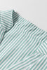 Green Stripe V Neck Roll Up Sleeve Pocket Patched Classic Shirt