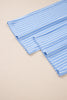 Sky Blue Stripe Crew Neck Tee Drawstring Waist Cropped Pants Set
