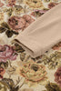 Khaki Floral Waffle Knit Patchwork Chest Pockets Buttoned Jacket